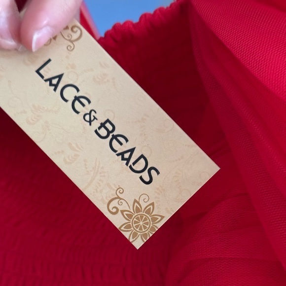 Lace & Beads tulle off-the-shoulder corset mini dress - Picture 4 of 10